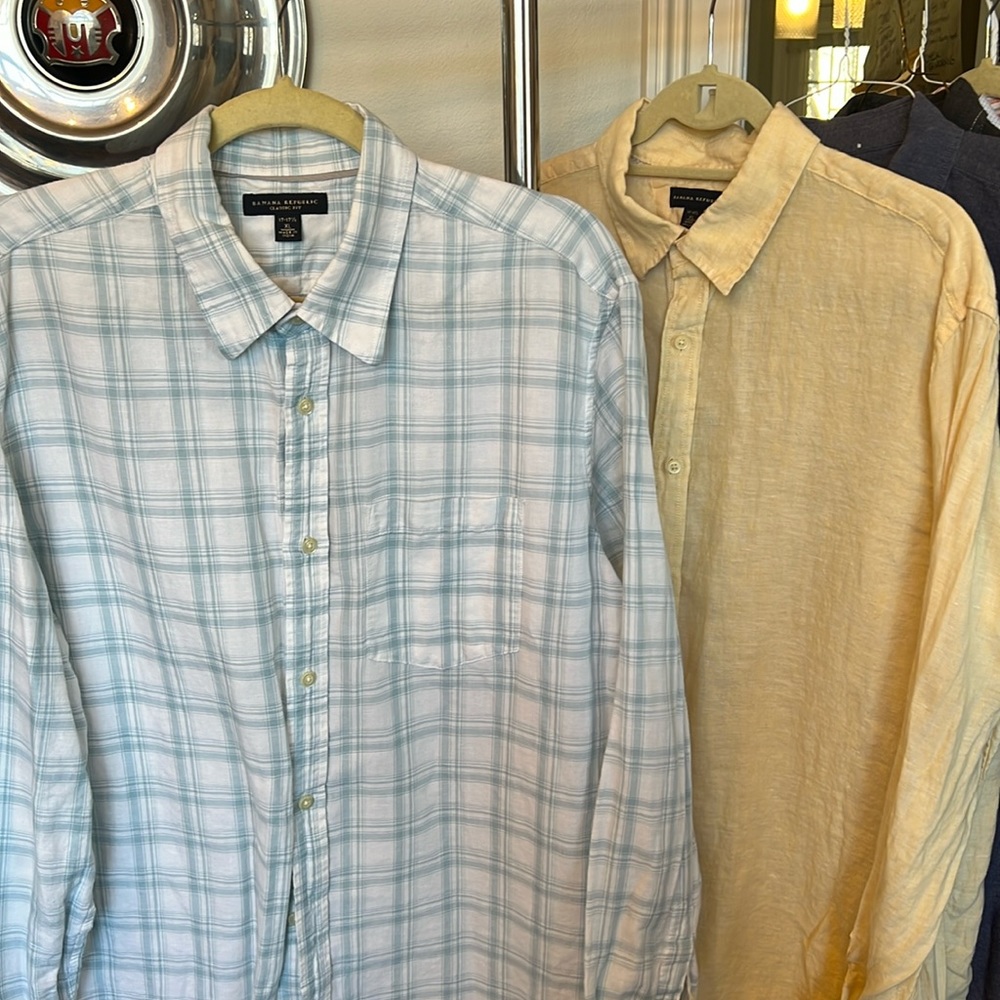 2 PACK BANANA REPUBLIC LIGHT SPRING LINEN SHIRTS SZ XL